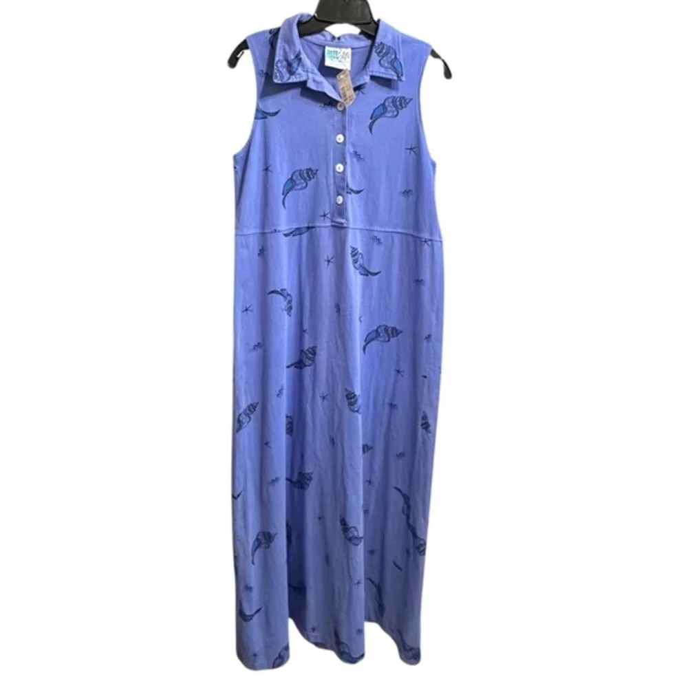Zipcode Design Purple Seashell Starfish Beach Polo Maxi Dress M - Picture 3 of 9